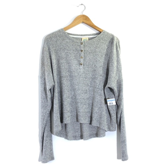 Thereabouts Women’s Plus Gray Fuzzy Ribbed Long Sleeve Hi Low Tunic Top 3X - Picture 1 of 5